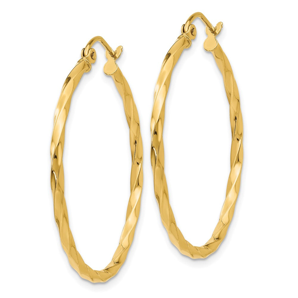 14k Yellow Gold 30.5 mm Twist Polished Hoop Earring (1.83 grams)
