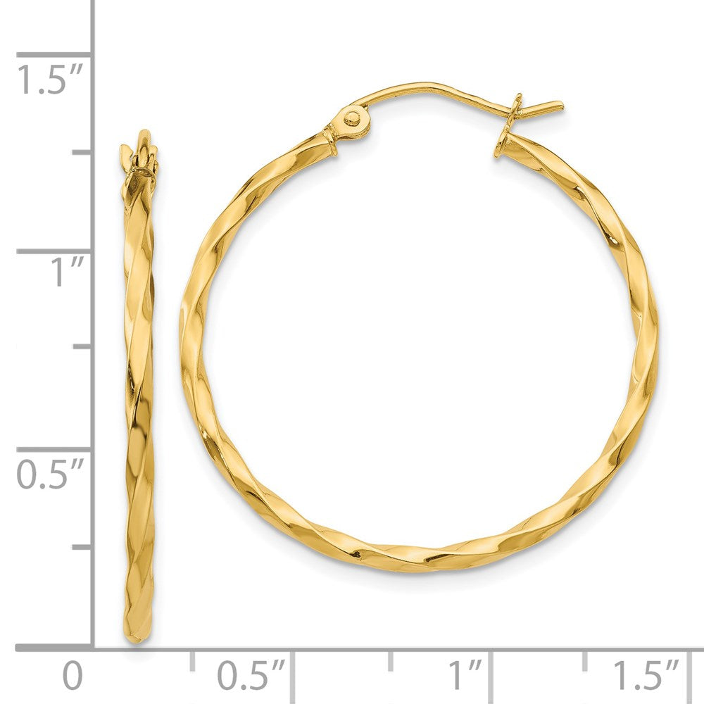 14k Yellow Gold 30.5 mm Twist Polished Hoop Earring (1.83 grams)