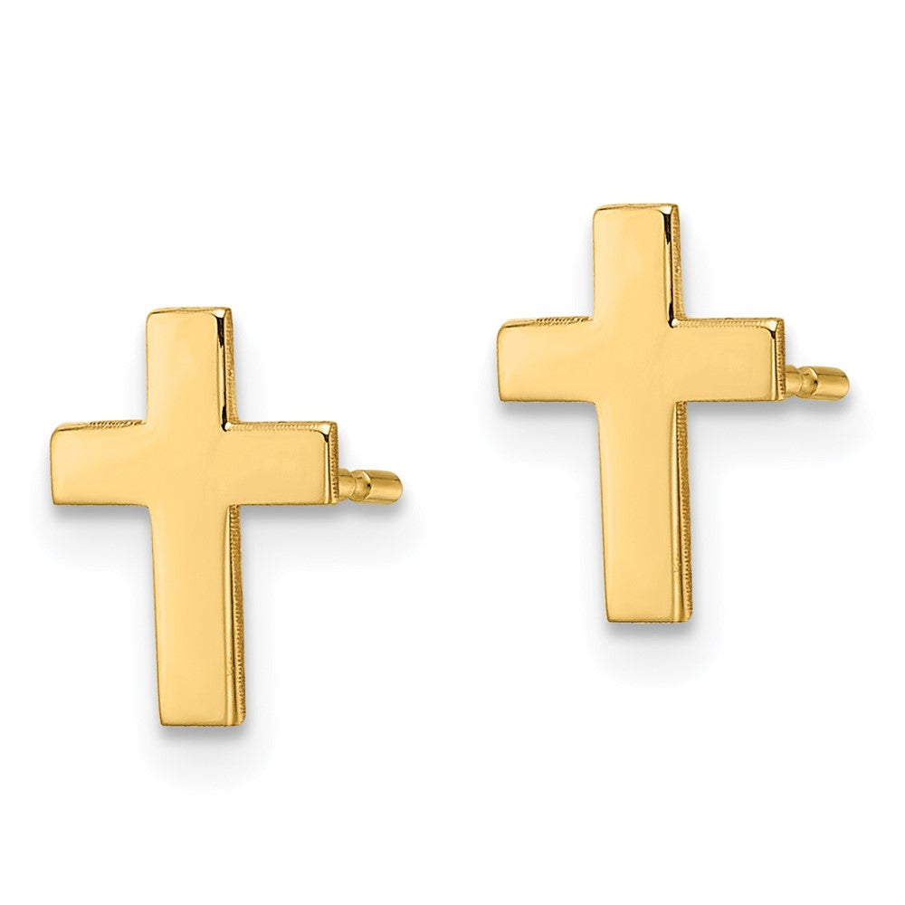 14k Yellow Gold 7.2 mm Polished Cross Earrings (0.72 grams)