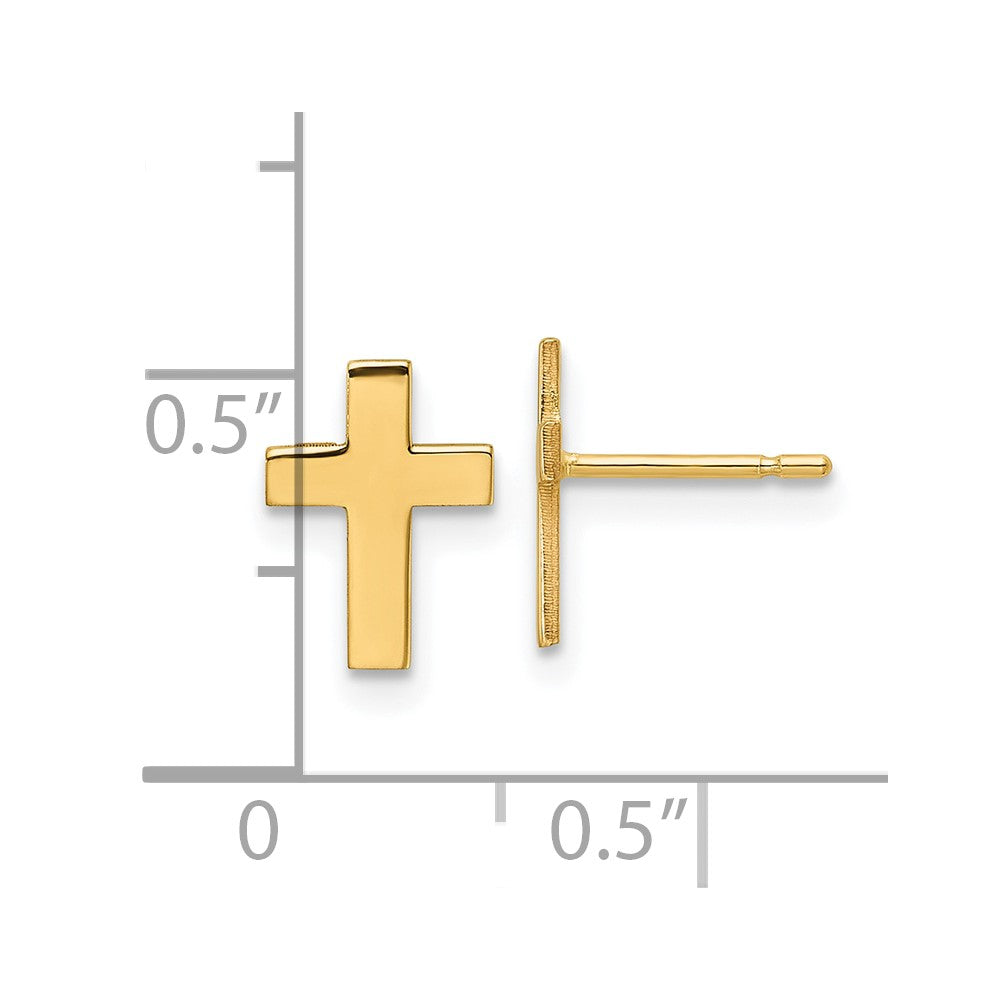 14k Yellow Gold 7.2 mm Polished Cross Earrings (0.72 grams)