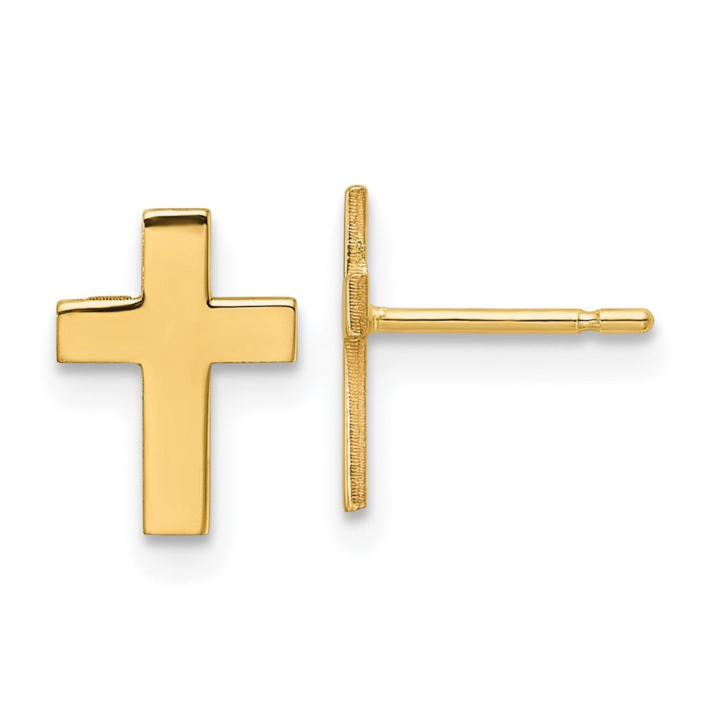 14k Yellow Gold 7.2 mm Polished Cross Earrings (0.72 grams)