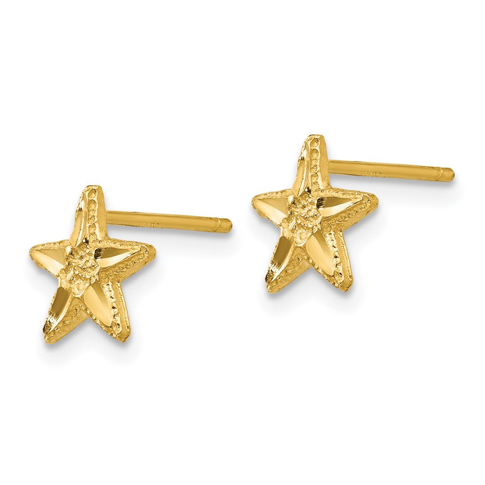 14k Yellow Gold 8 mm Diamond-cut Starfish Earrings (0.72 grams)