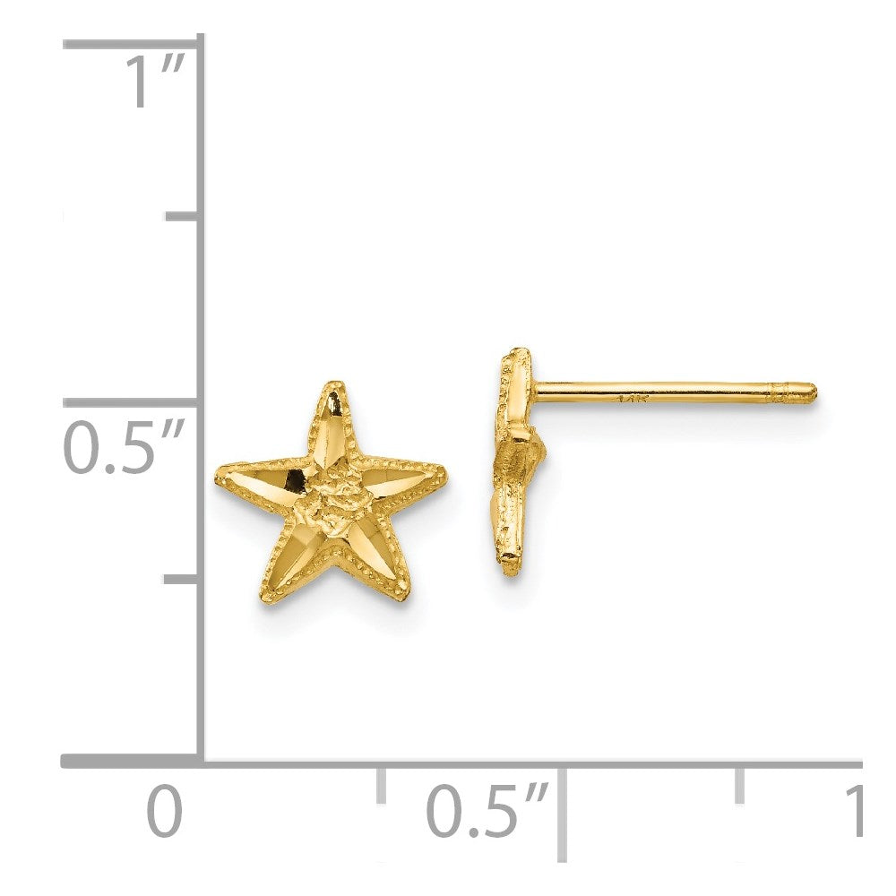 14k Yellow Gold 8 mm Diamond-cut Starfish Earrings (0.72 grams)