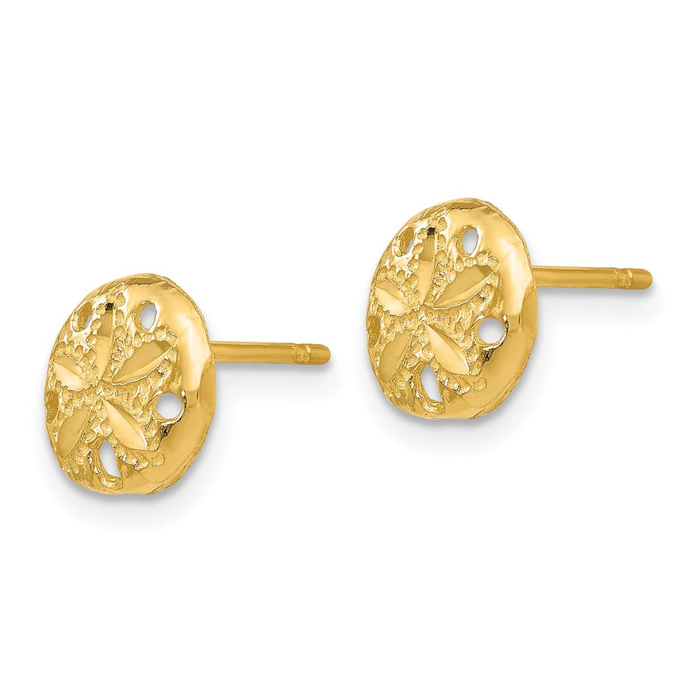 14k Yellow Gold 9 mm Diamond-cut Sand Dollar Earrings (0.96 grams)