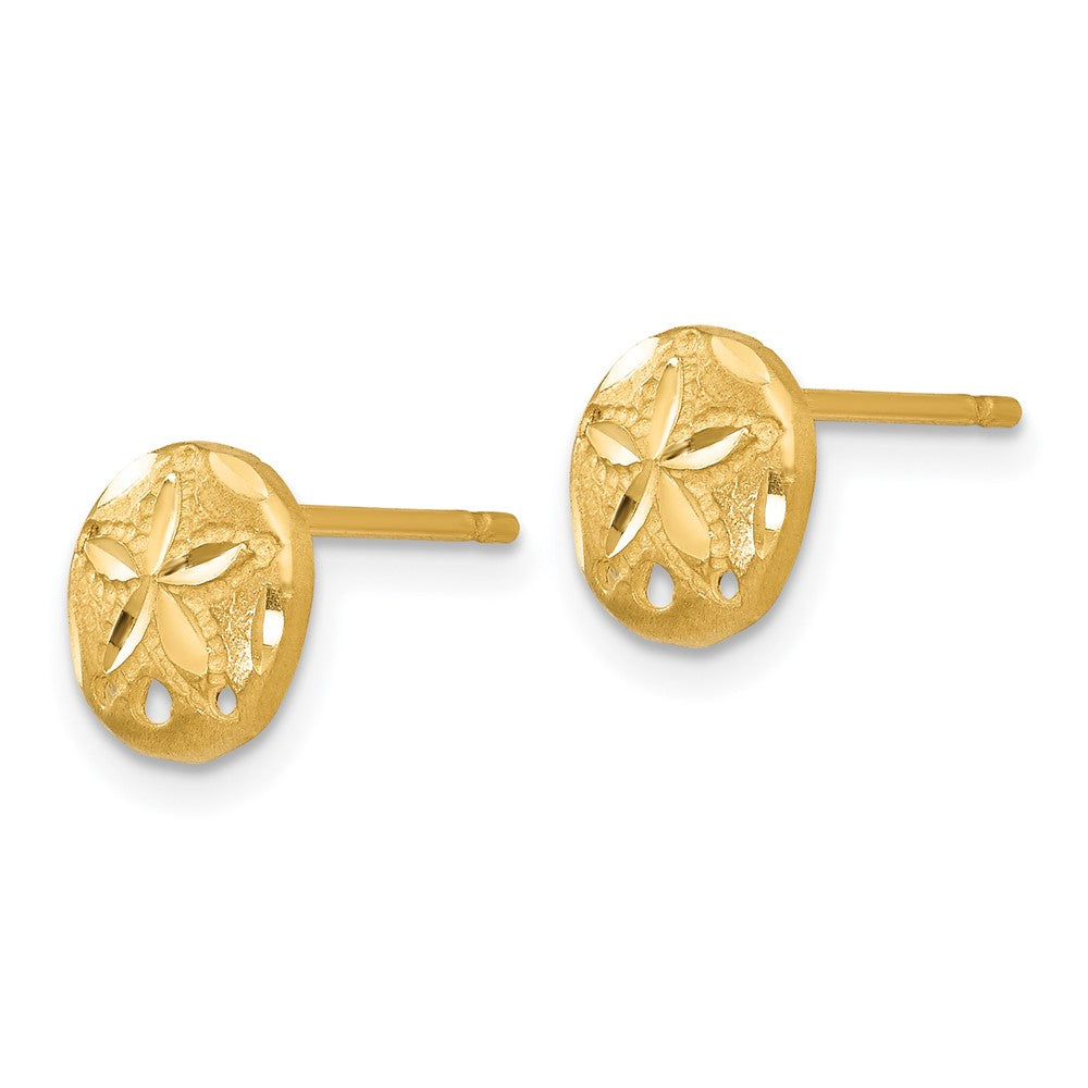 14k Yellow Gold 8 mm Diamond-cut Sand Dollar Earrings (0.95 grams)