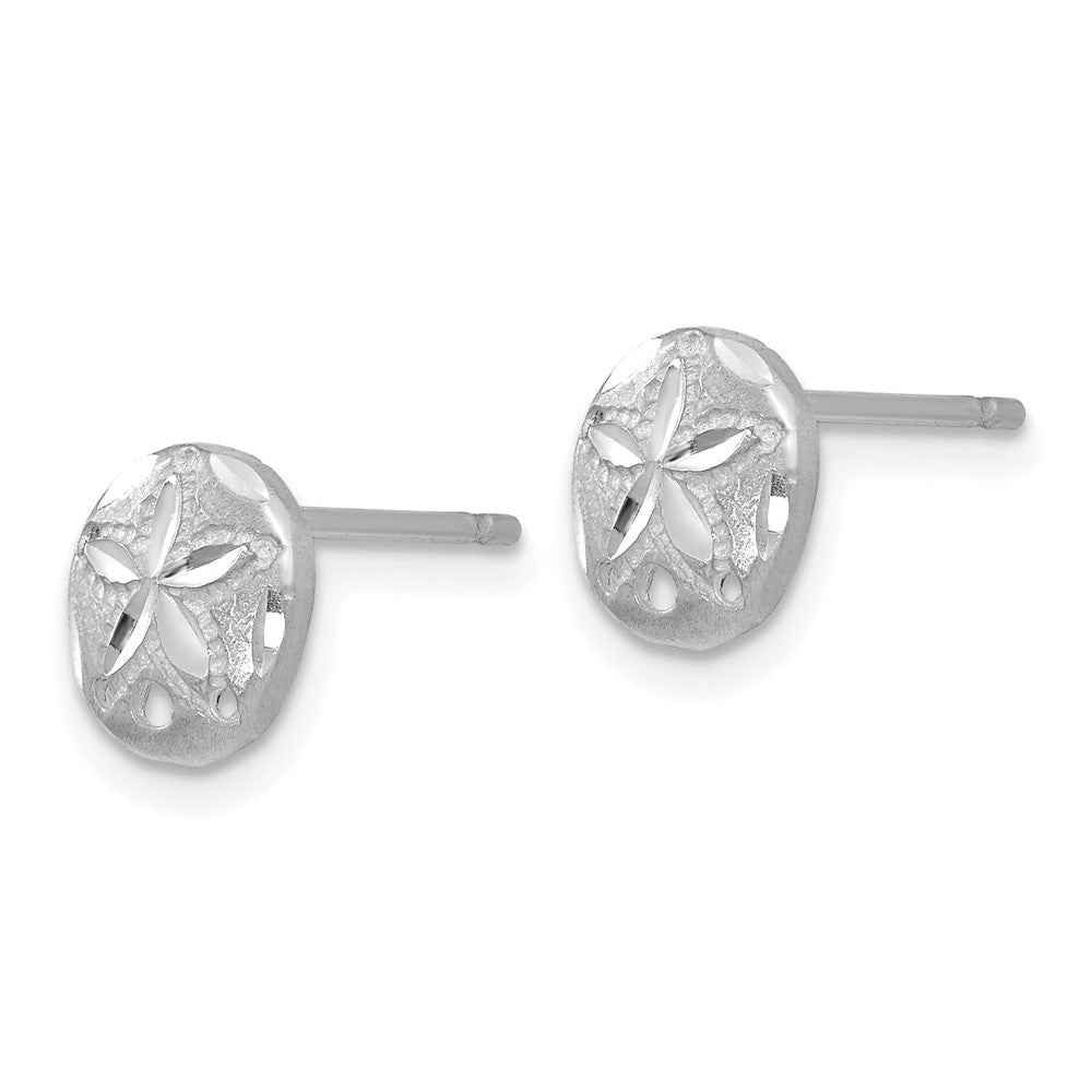 14k White Gold 8 mm Diamond-cut Sand Dollar Earrings (0.9 grams)