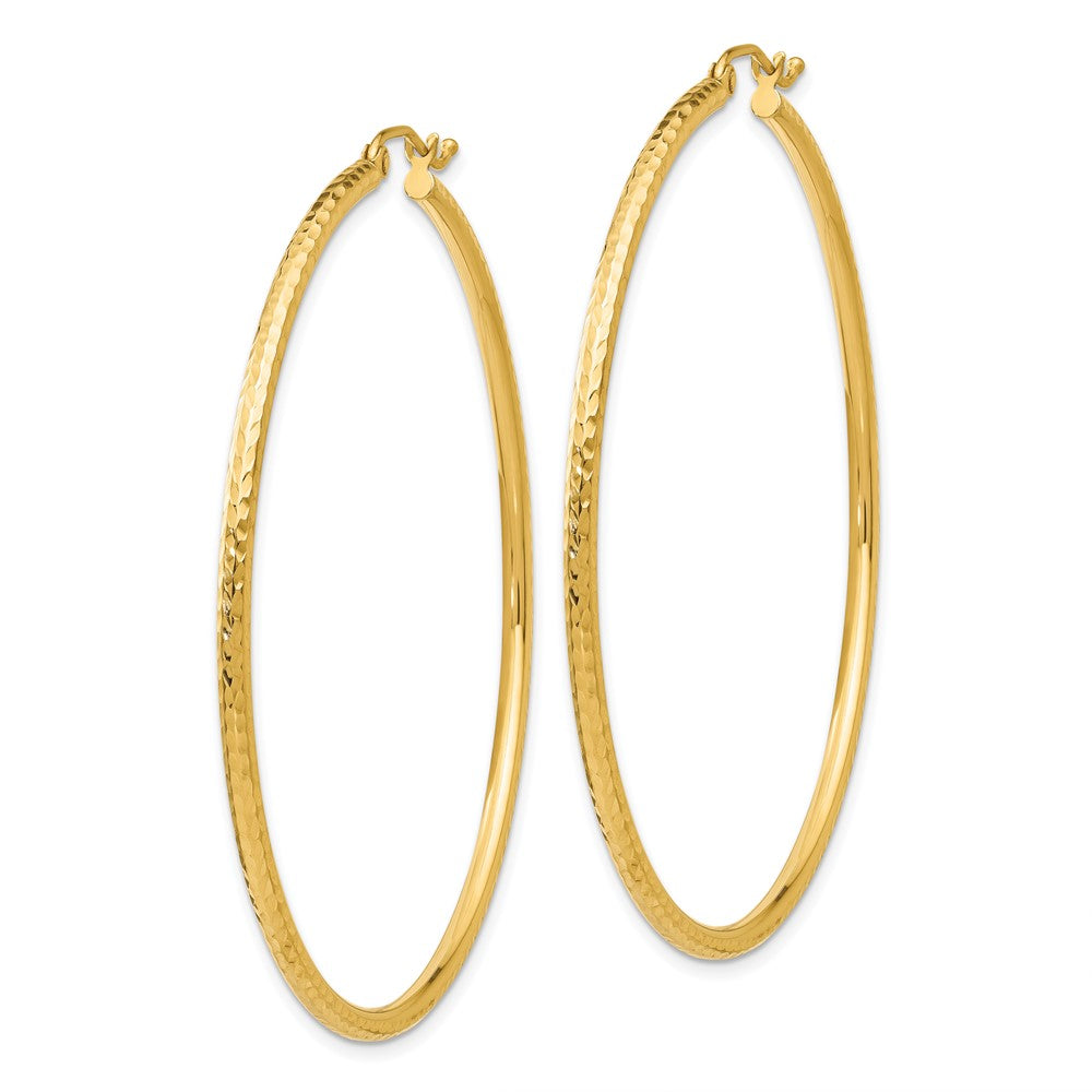 14k Yellow Gold 2 mm Round Tube Hoop Earrings (2.57 grams)