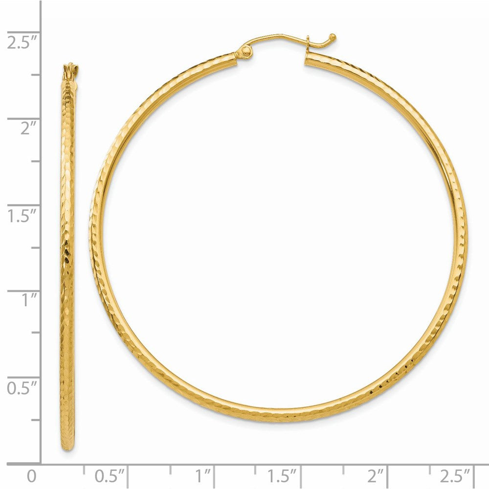 14k Yellow Gold 2 mm Round Tube Hoop Earrings (2.57 grams)