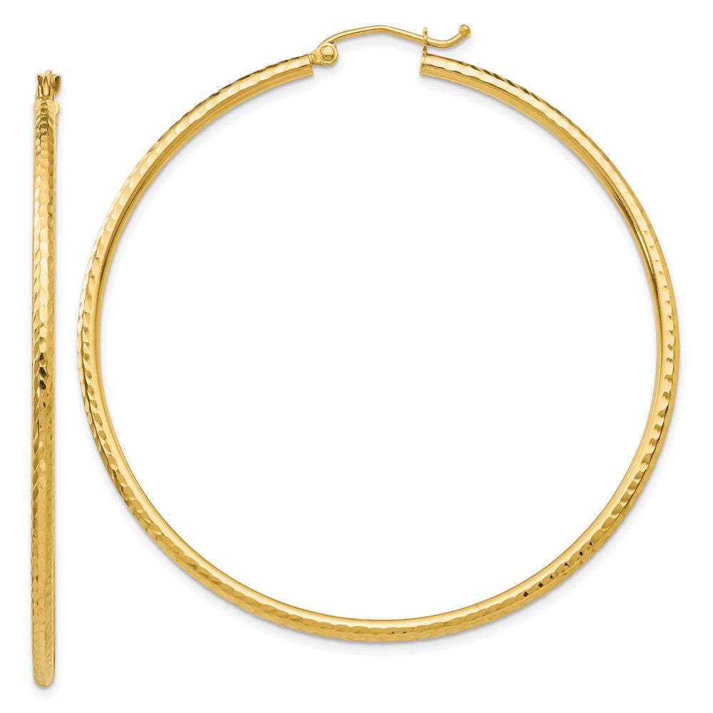 14k Yellow Gold 2 mm Round Tube Hoop Earrings (2.57 grams)