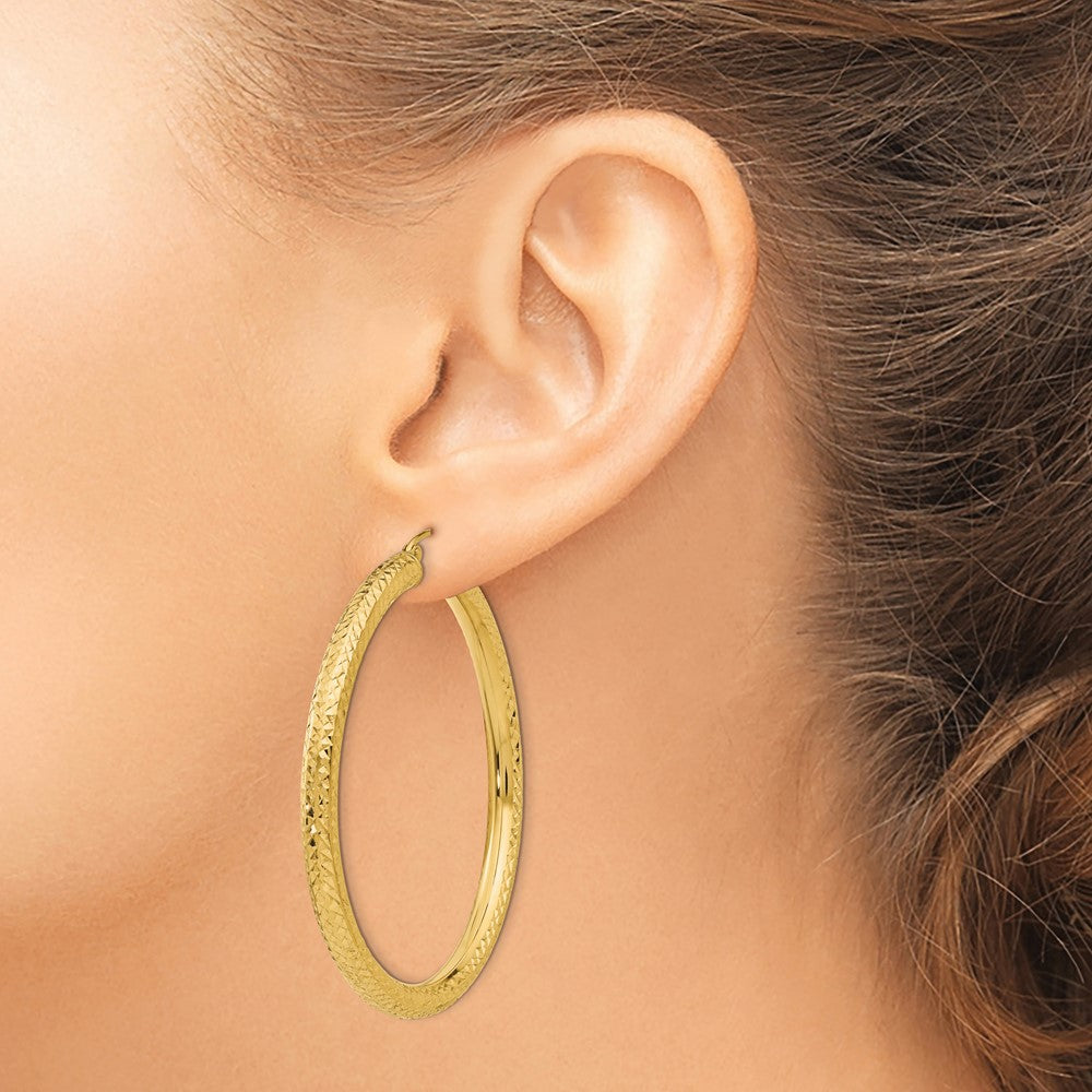 14k Yellow Gold 4 mm Round Hoop Earrings (3.99 grams)
