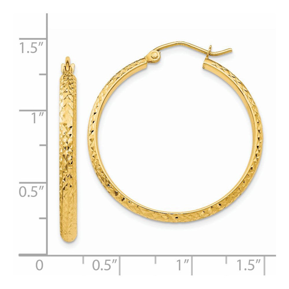 14k Yellow Gold 2.8 mm Hollow Hoop Earrings (1.92 grams)