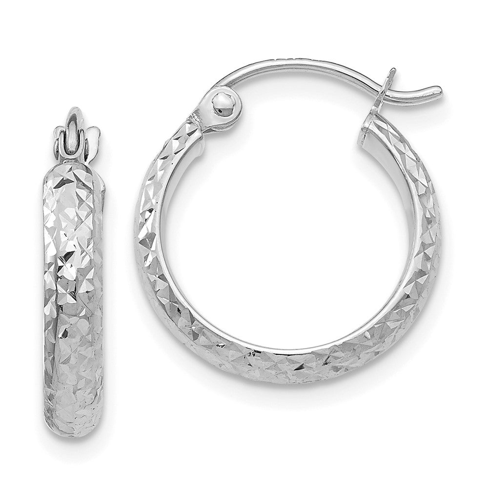 14k White Gold 2.8 mm Hollow Hoop Earrings (1.01 grams)