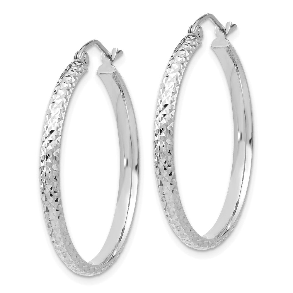 14k White Gold 2.8 mm Hollow Hoop Earrings (1.9 grams)