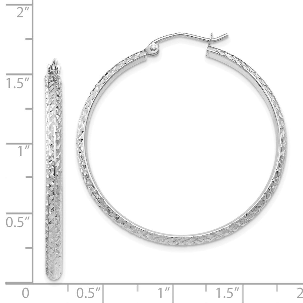 14k White Gold 2.8 mm Hollow Hoop Earrings (2.32 grams)