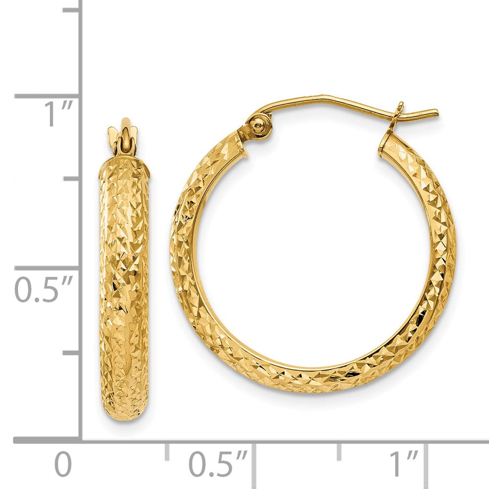 14k Yellow Gold 3.5 mm Hollow Hoop Earrings (1.65 grams)