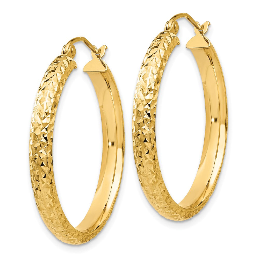 14k Yellow Gold 3.5 mm Hollow Hoop Earrings (2.22 grams)