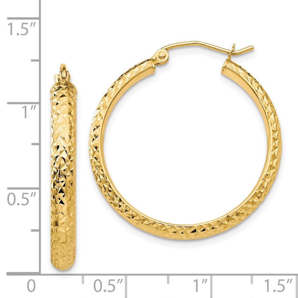 14k Yellow Gold 3.5 mm Hollow Hoop Earrings (2.22 grams)