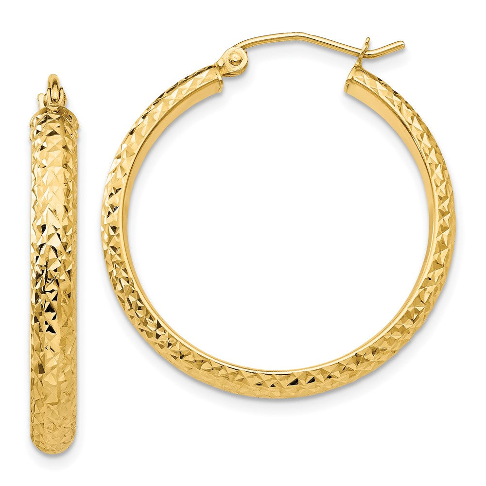 14k Yellow Gold 3.5 mm Hollow Hoop Earrings (2.22 grams)