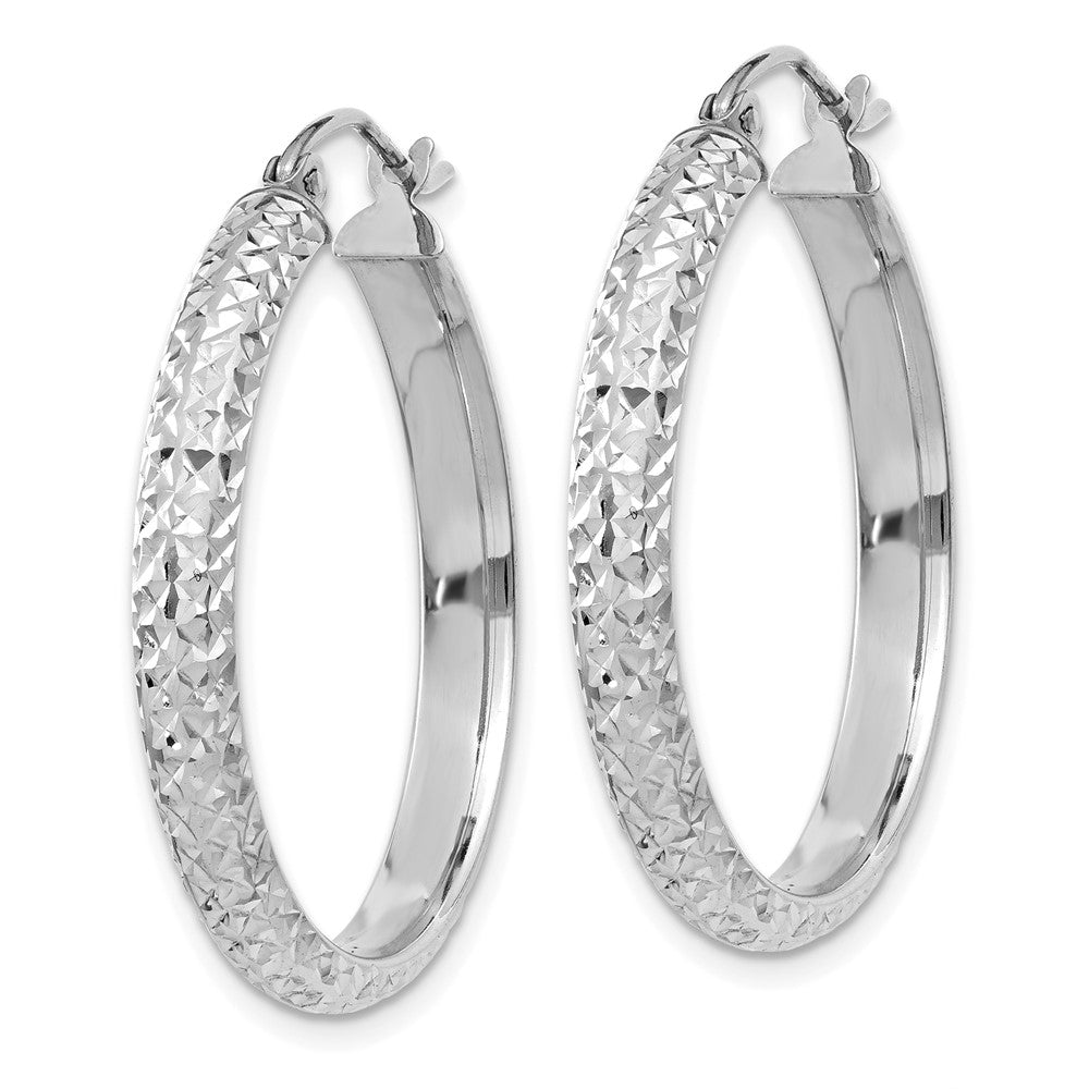 14k White Gold 3.5 mm Hollow Hoop Earrings (2.11 grams)