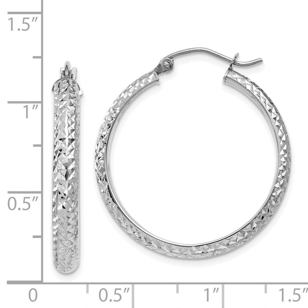 14k White Gold 3.5 mm Hollow Hoop Earrings (2.11 grams)