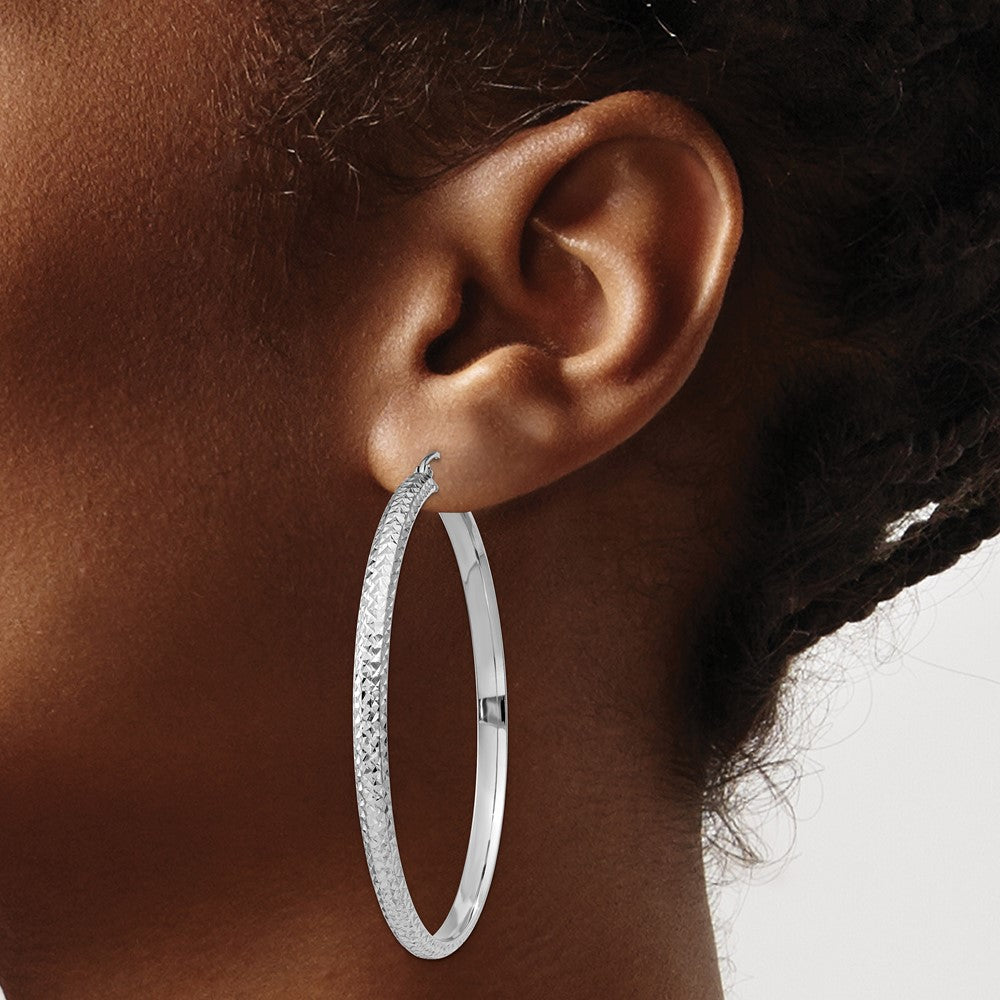 14k White Gold 3.5 mm Hollow Hoop Earrings (4.17 grams)