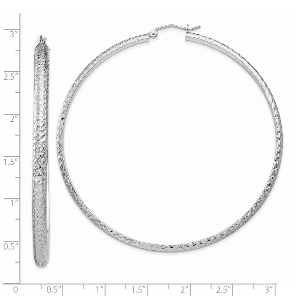 14k White Gold 3.5 mm Hollow Hoop Earrings (5.3 grams)
