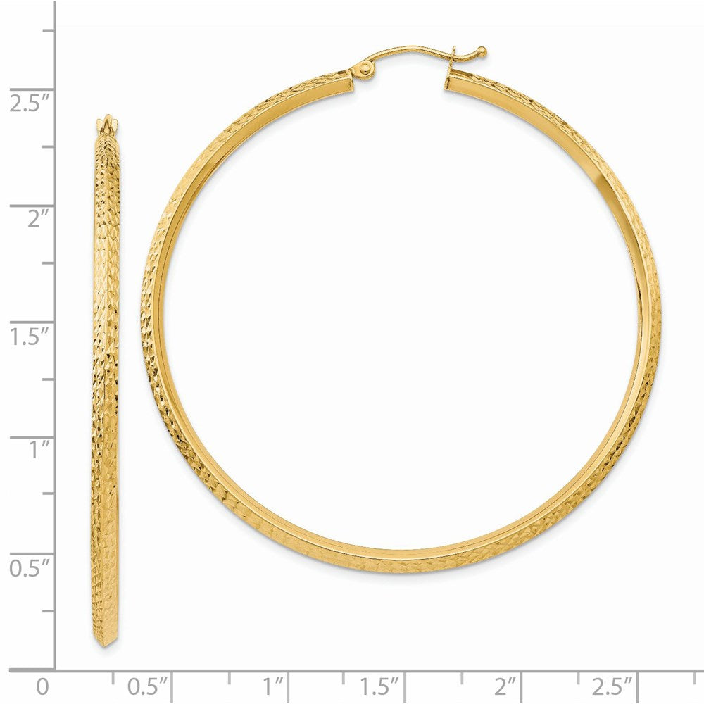 14k Yellow Gold 2.5 mm Knife Edge Diamond-cut Hollow Hoop Earrings (3.82 grams)