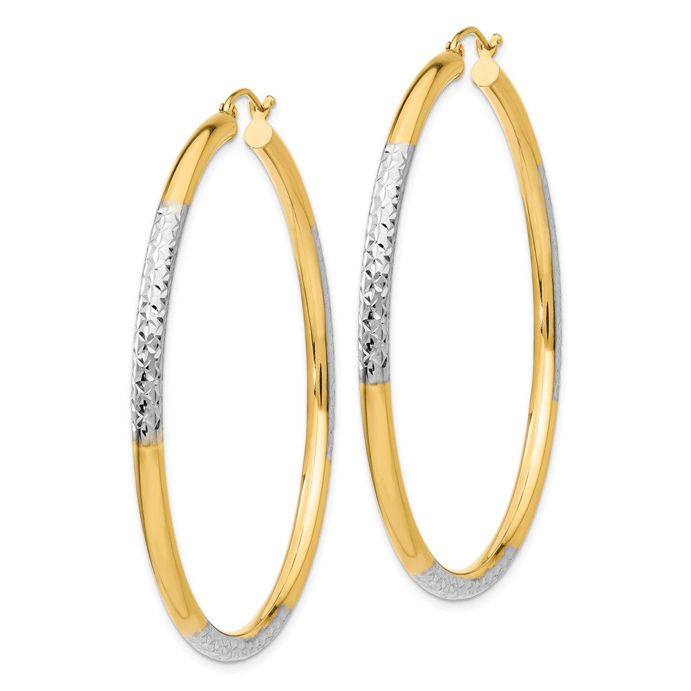 14k Yellow & Rhodium 3 mm Hoop Earrings (5.15 grams)
