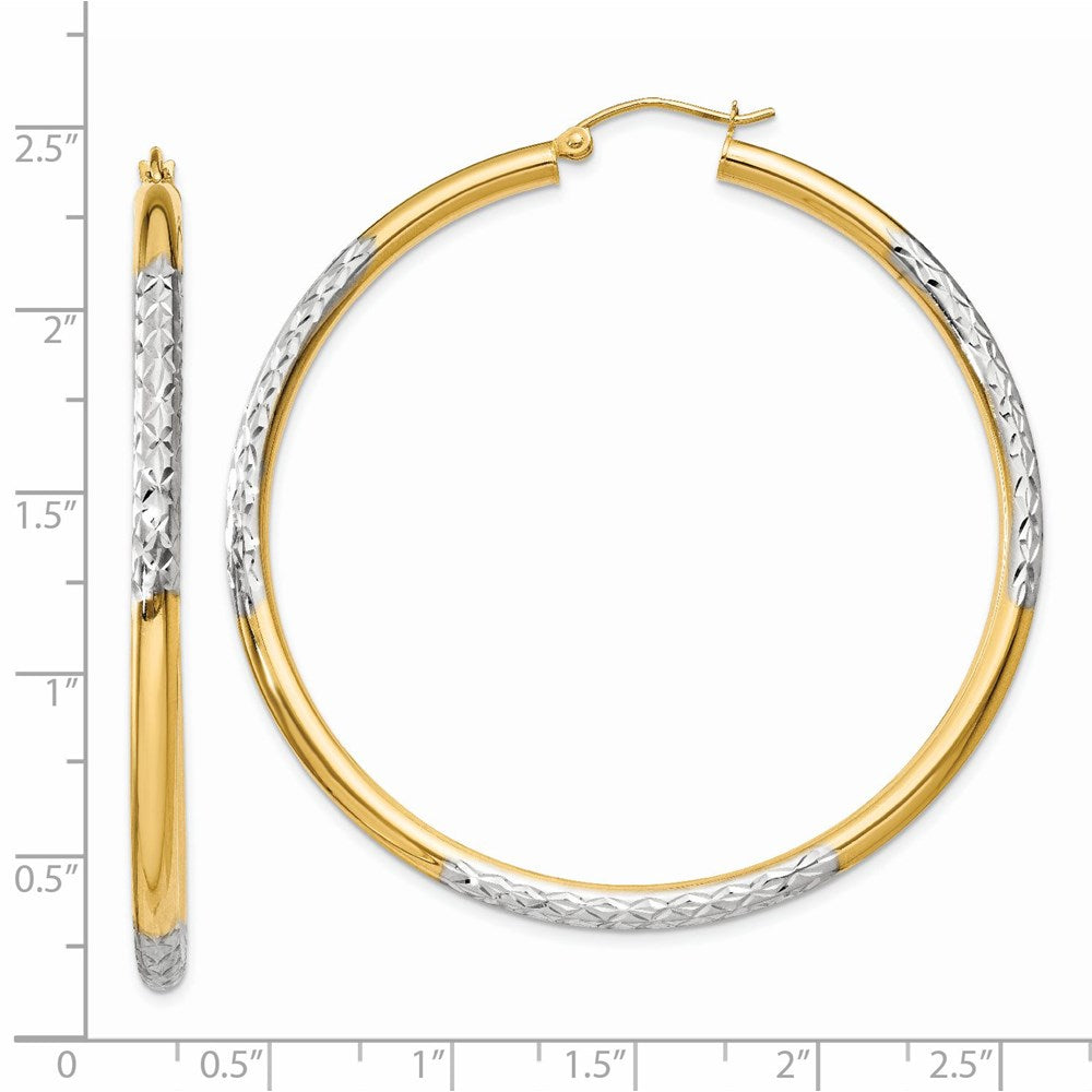 14k Yellow & Rhodium 3 mm Hoop Earrings (5.15 grams)