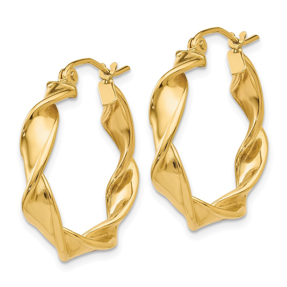 14k Yellow Gold 4 mm Twisted Hoop Earrings (2.08 grams)