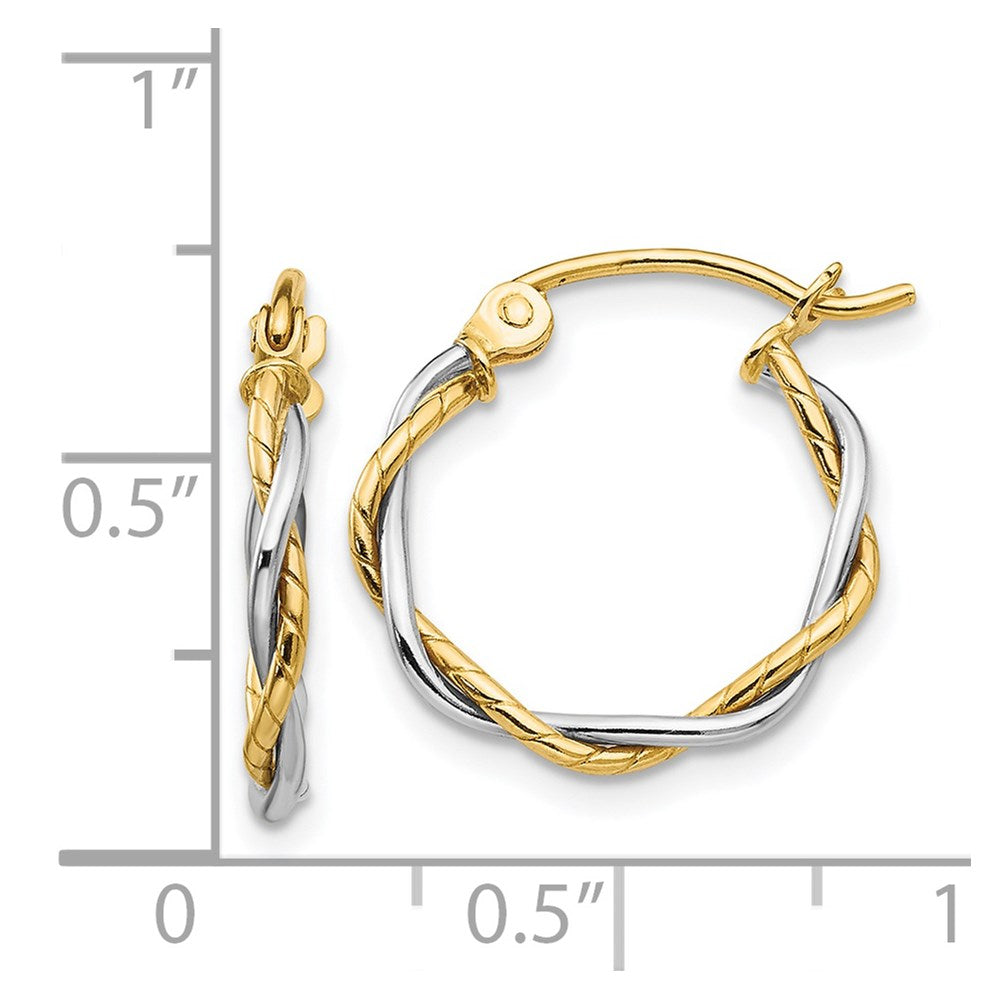 14k Two-tone 16.5 mm Twisted Hoop Earrings (1 grams)