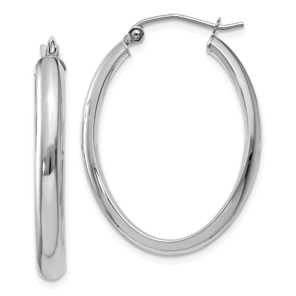 14k White Gold 22 mm Oval Hoop Earrings (2.22 grams)