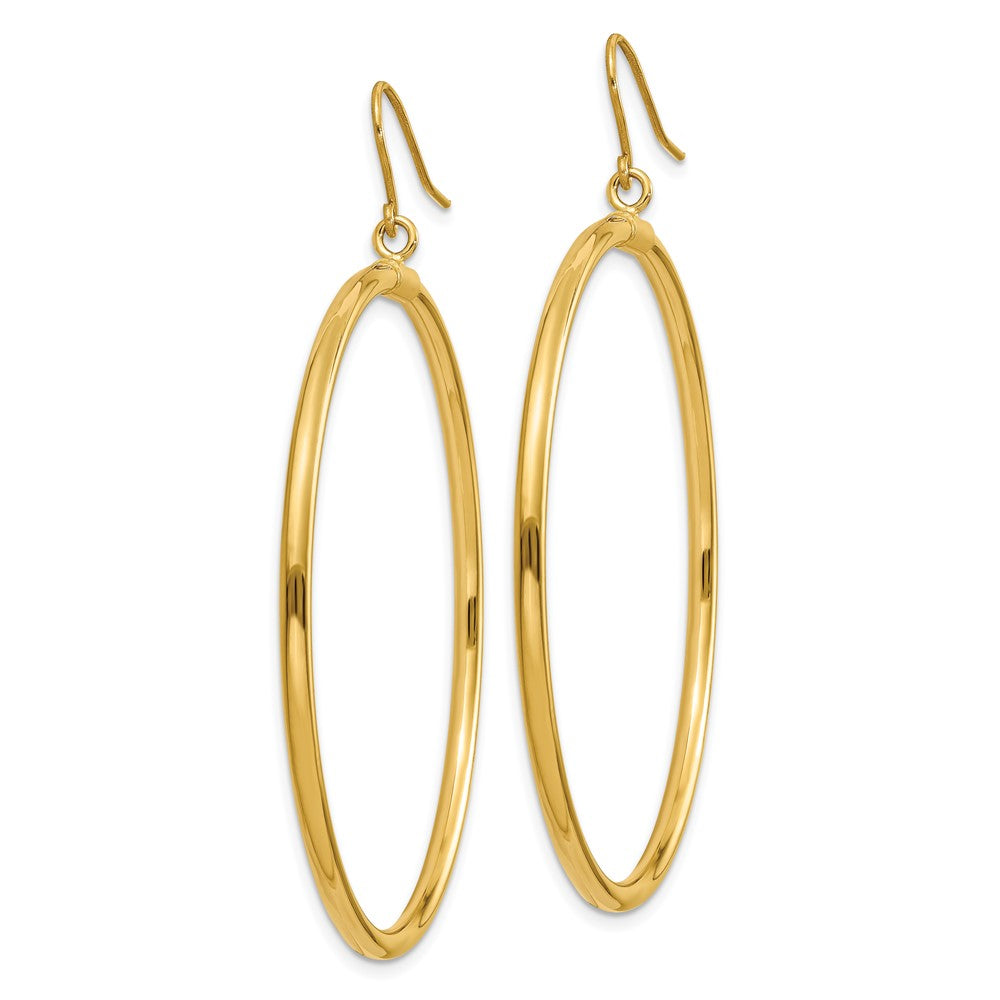 14k Yellow Gold 2 mm Tube Hoop Dangle Earrings (3.14 grams)
