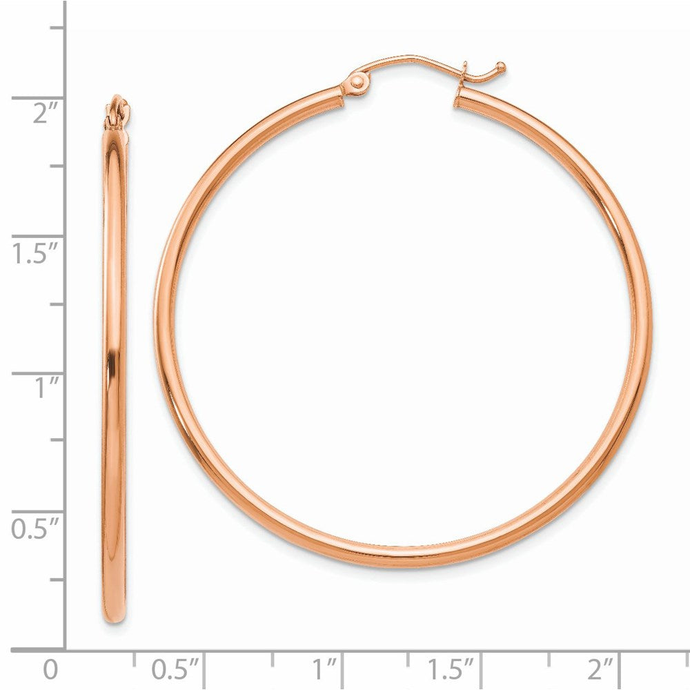 14k Rose Gold 2 mm Lightweight Tube Hoop Earrings (2.54 grams)