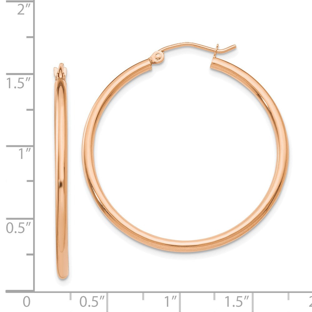 14k Rose Gold 2 mm Lightweight Tube Hoop Earrings (1.99 grams)