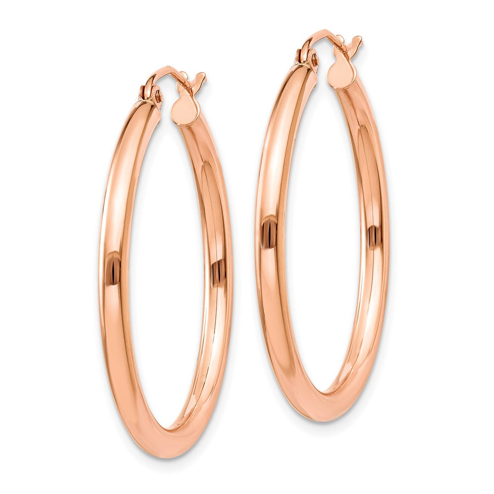 14k Rose Gold 2.5 mm Lightweight Tube Hoop Earrings (1.95 grams)