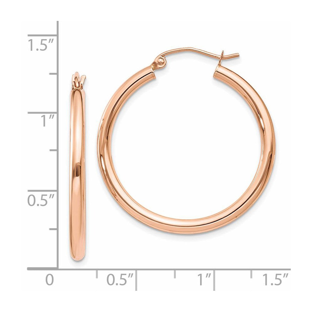 14k Rose Gold 2.5 mm Lightweight Tube Hoop Earrings (1.95 grams)