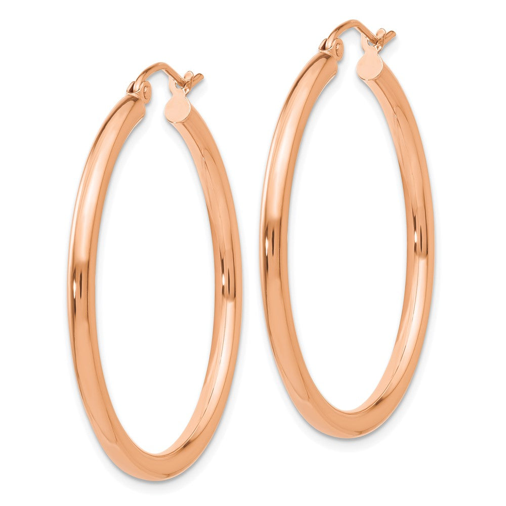 14k Rose Gold 2.5 mm Lightweight Tube Hoop Earrings (2.26 grams)