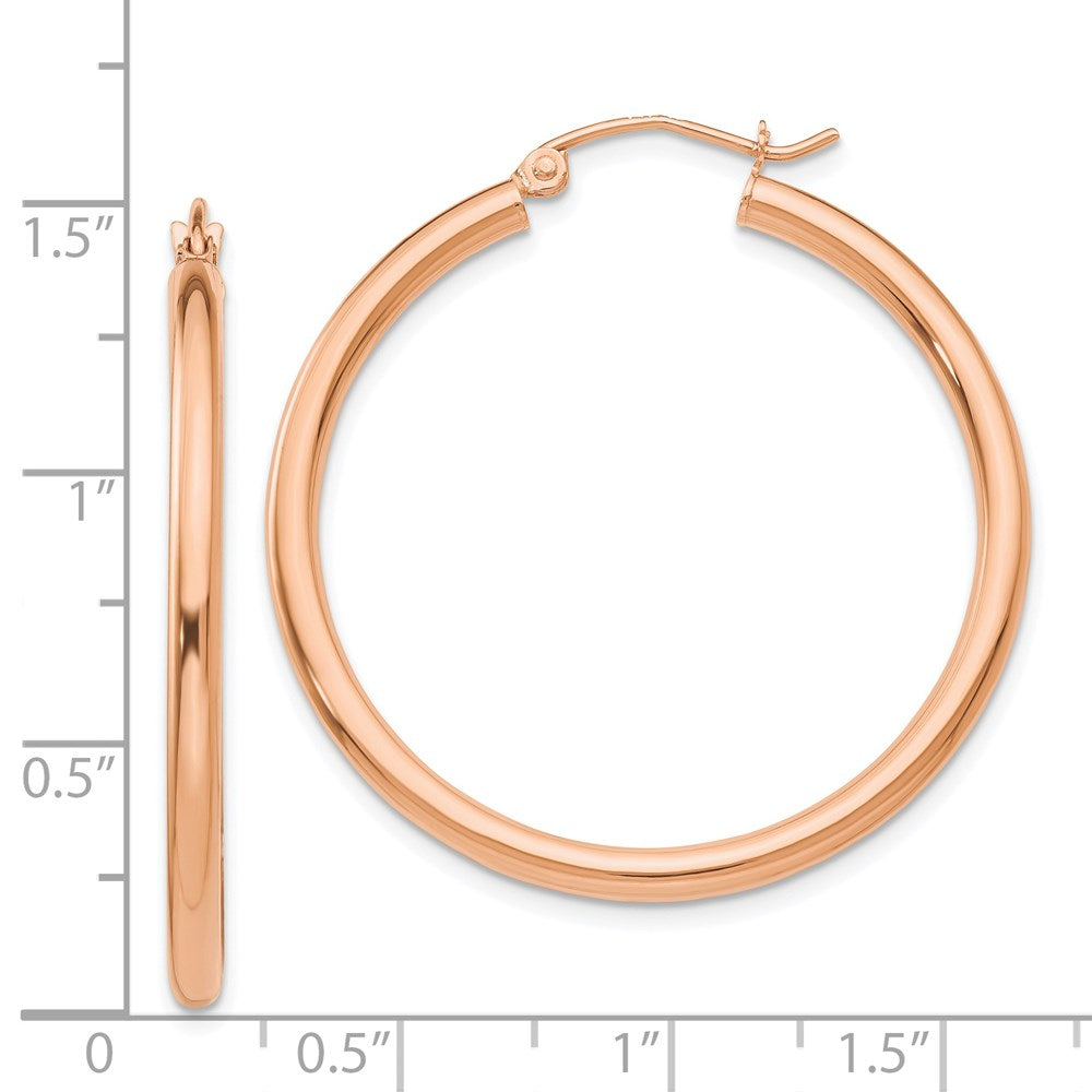 14k Rose Gold 2.5 mm Lightweight Tube Hoop Earrings (2.26 grams)
