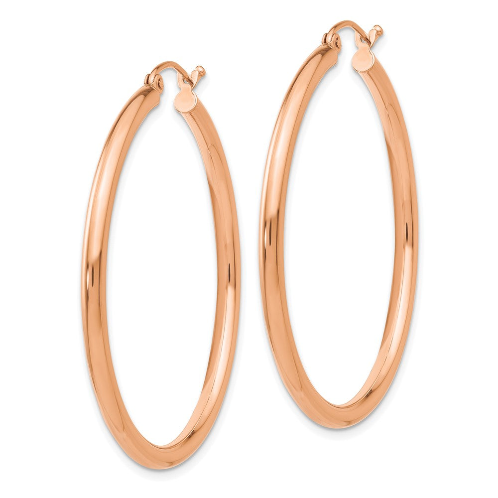 14k Rose Gold 2.5 mm Lightweight Tube Hoop Earrings (2.61 grams)