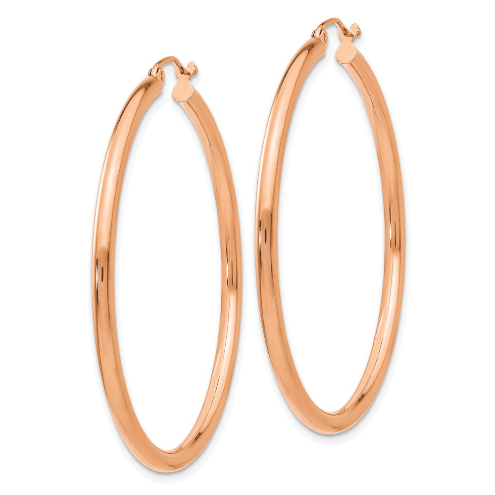 14k Rose Gold 2.5 mm Lightweight Tube Hoop Earrings (3 grams)