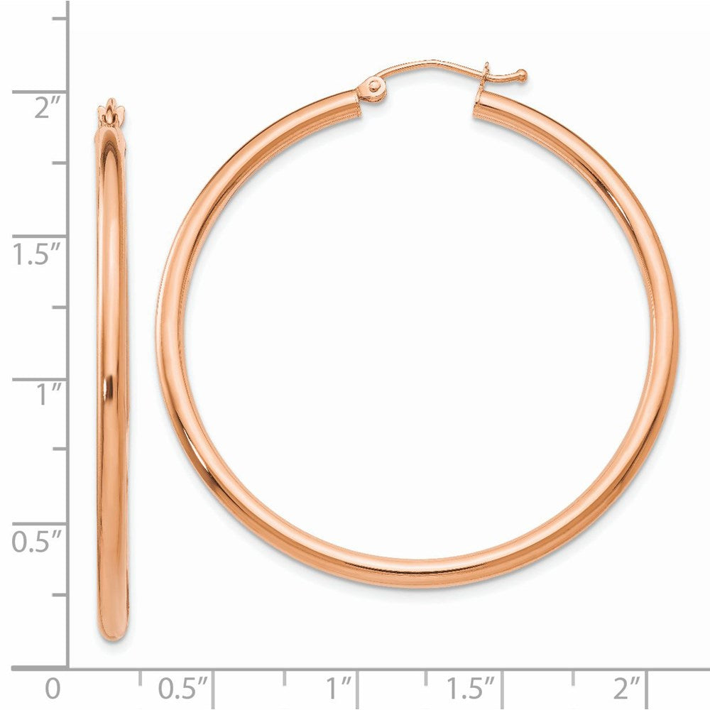 14k Rose Gold 2.5 mm Lightweight Tube Hoop Earrings (3 grams)