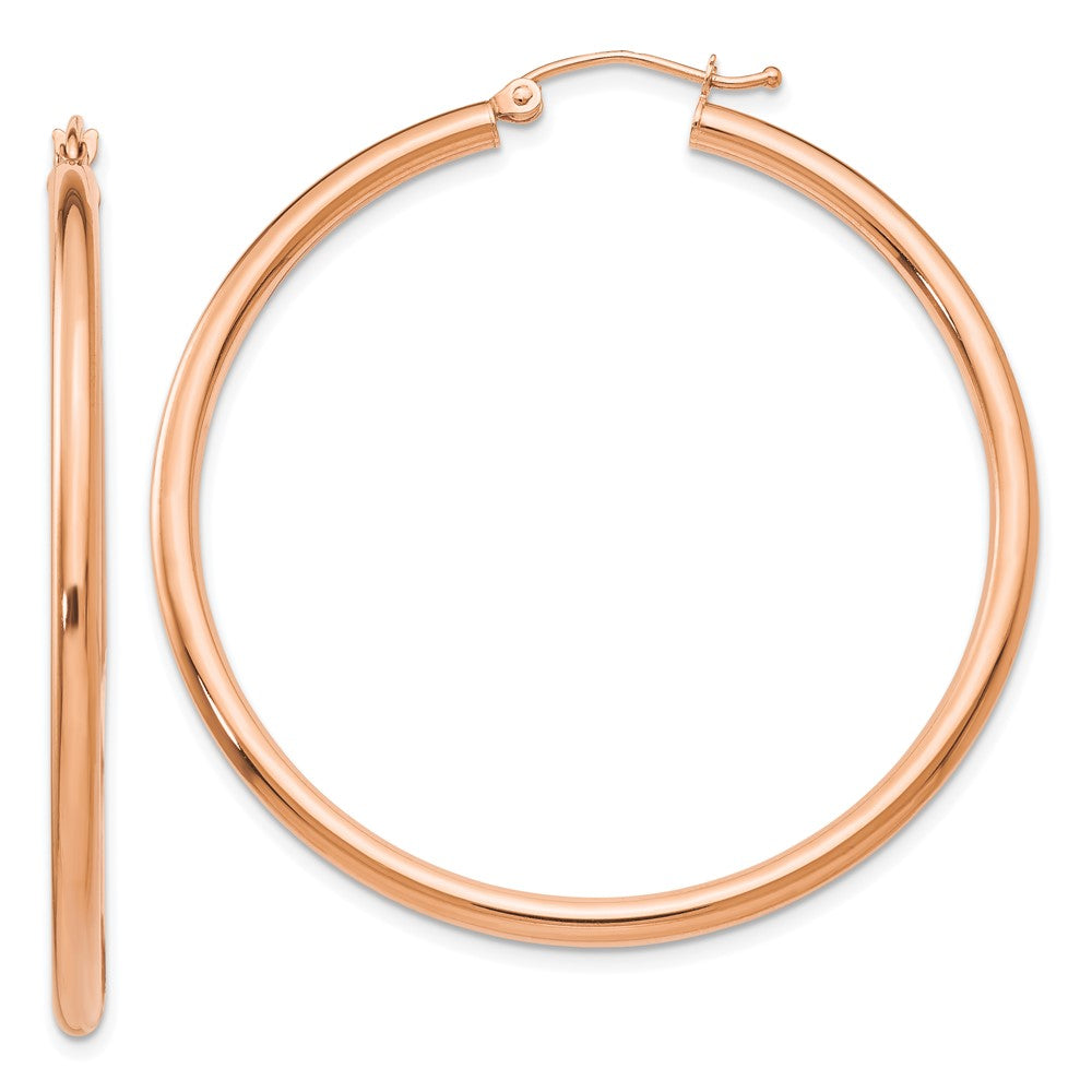 14k Rose Gold 2.5 mm Lightweight Tube Hoop Earrings (3 grams)