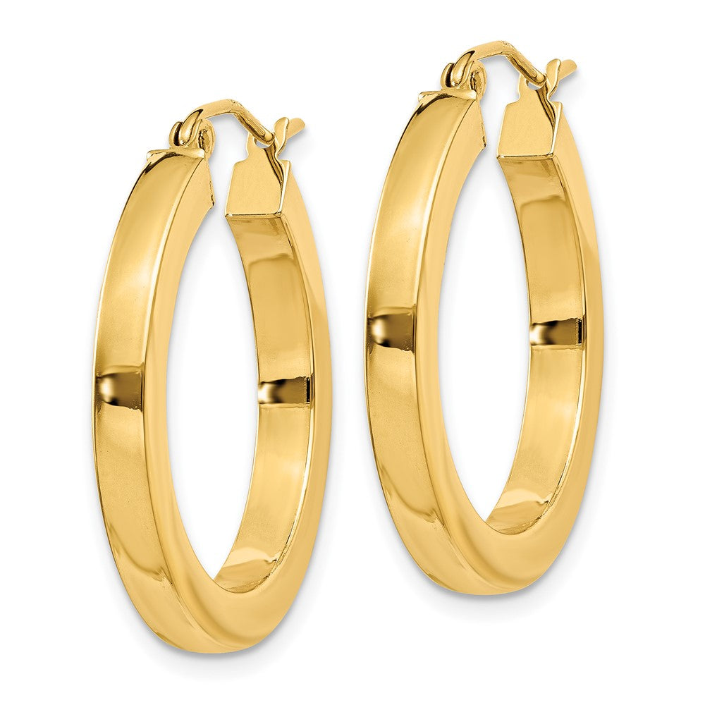 14k Yellow Gold 3 mm Polished Square Hoop Earrings (2.65 grams)