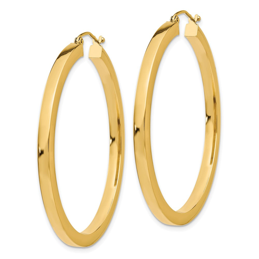 14k Yellow Gold 3 mm Polished Square Hoop Earrings (5.13 grams)