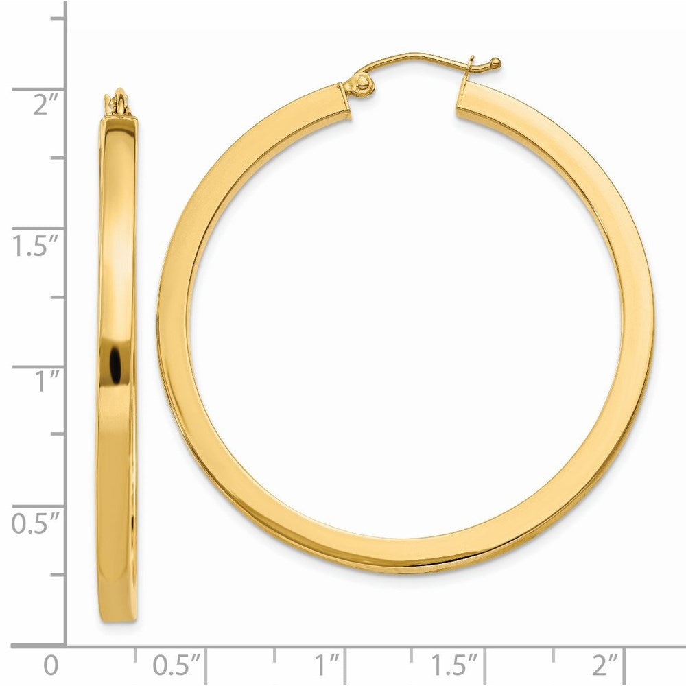 14k Yellow Gold 3 mm Polished Square Hoop Earrings (5.13 grams)