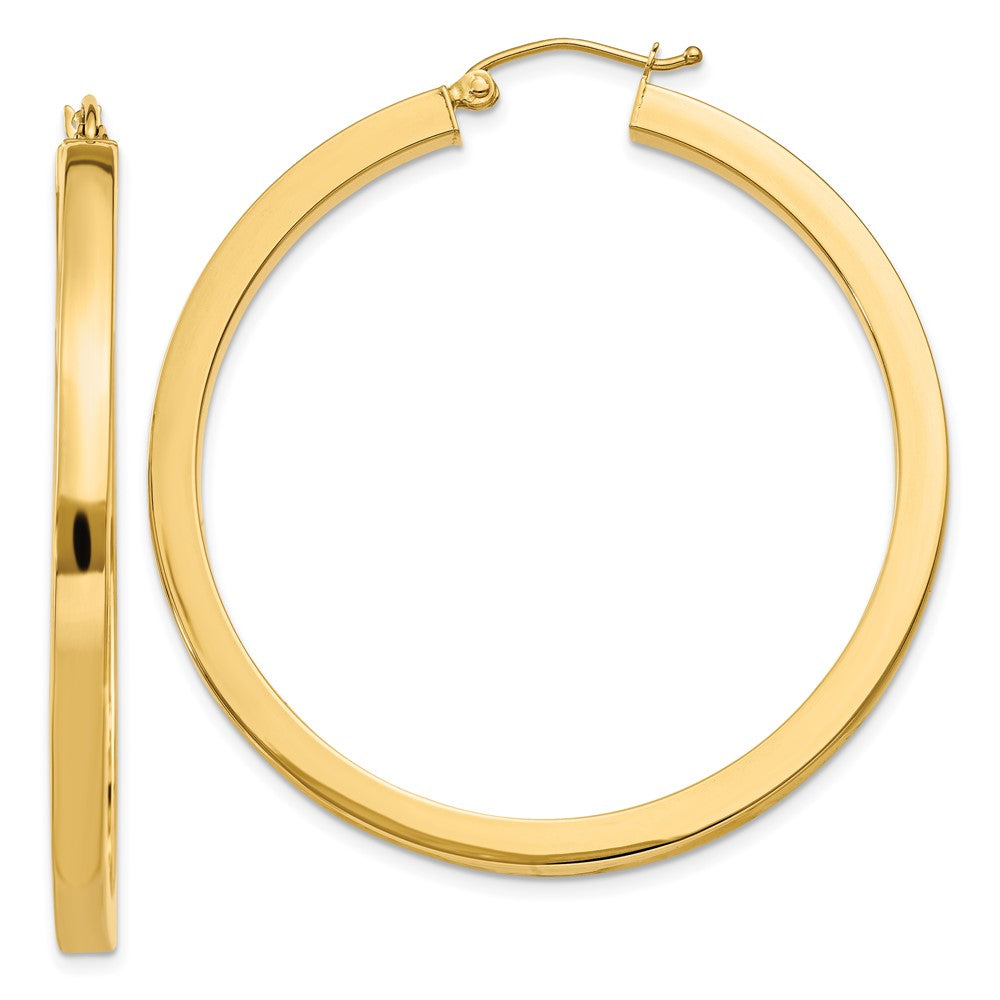14k Yellow Gold 3 mm Polished Square Hoop Earrings (5.13 grams)