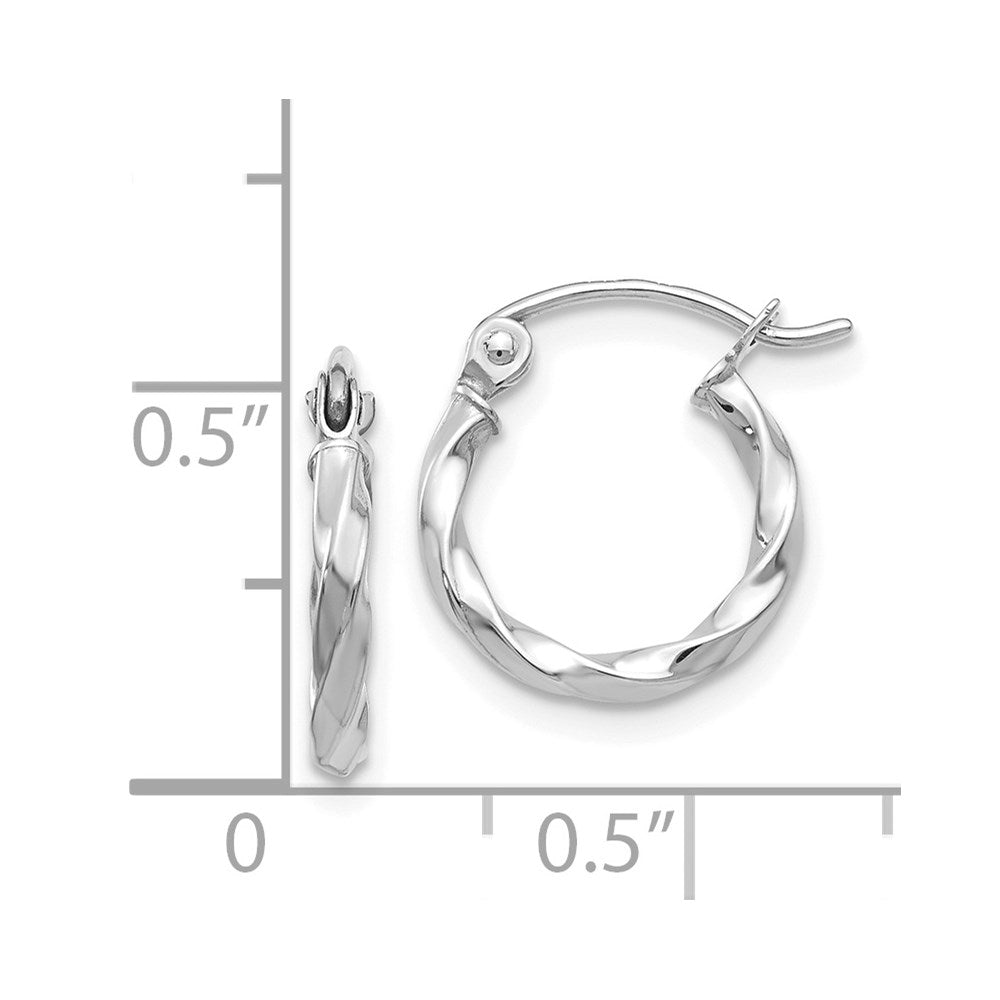 14k White Gold 12 mm WG Twist Polished Hoop Earring (0.77 grams)