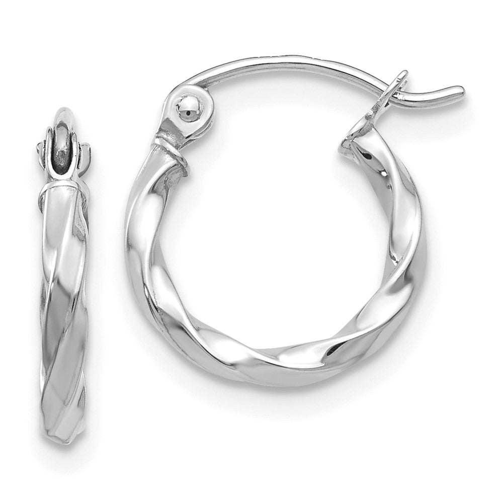 14k White Gold 12 mm WG Twist Polished Hoop Earring (0.77 grams)
