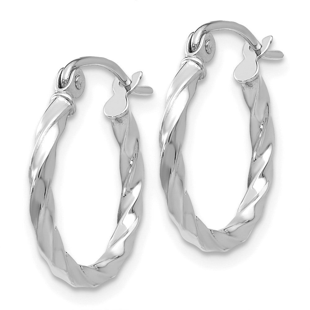 14k White Gold 15 mm WG Twist Polished Hoop Earring (0.91 grams)
